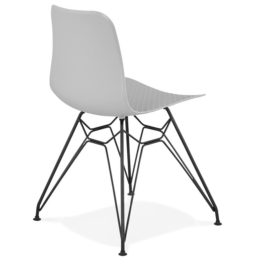 Design stoel &#039;GAUDY&#039; grijs industri&euml;le stijl met zwart metalen voet