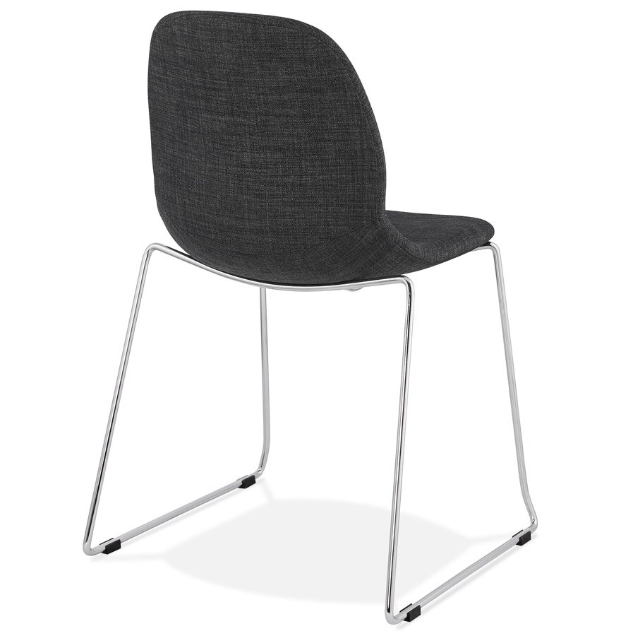 Design stoel &#039;DISTRIKT&#039; met donkergrijze stof en verchroomd metalen voeten