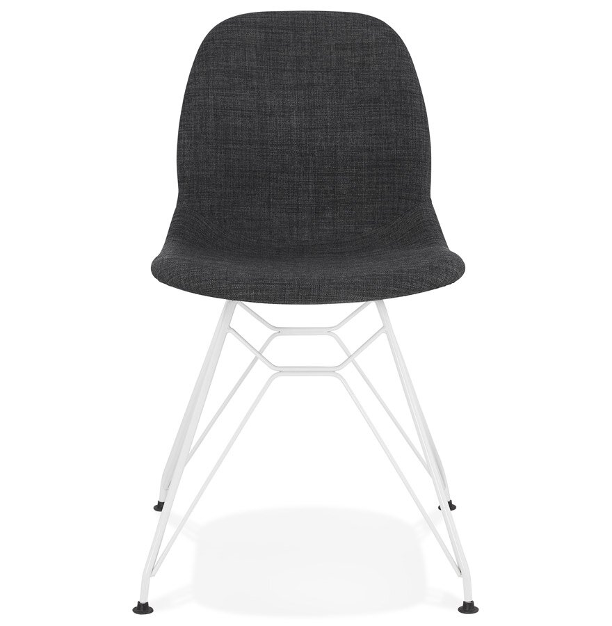 Design stoel &#039;DECLIK&#039; donkergrijs met wit metalen poten