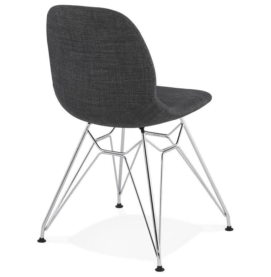 Design stoel &#039;DECLIK&#039; donkergrijs met verchroomde metalen poten