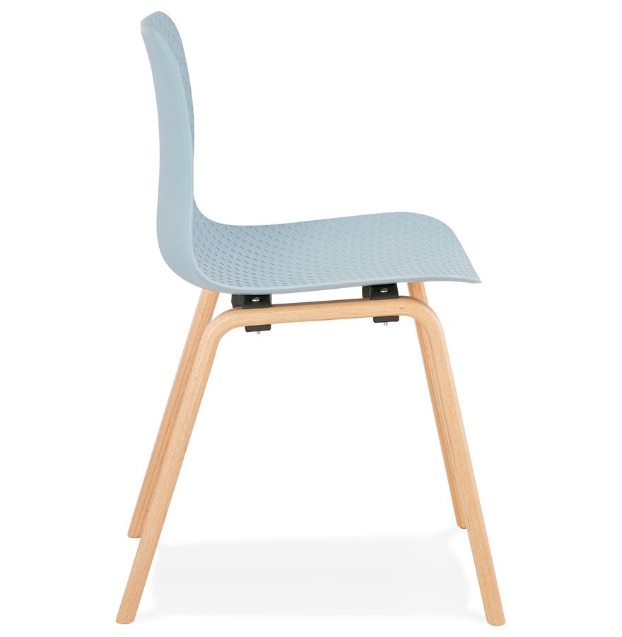 Scandinavische stoel &#039;PACIFIK&#039; blauw met natuurlijk houten poten