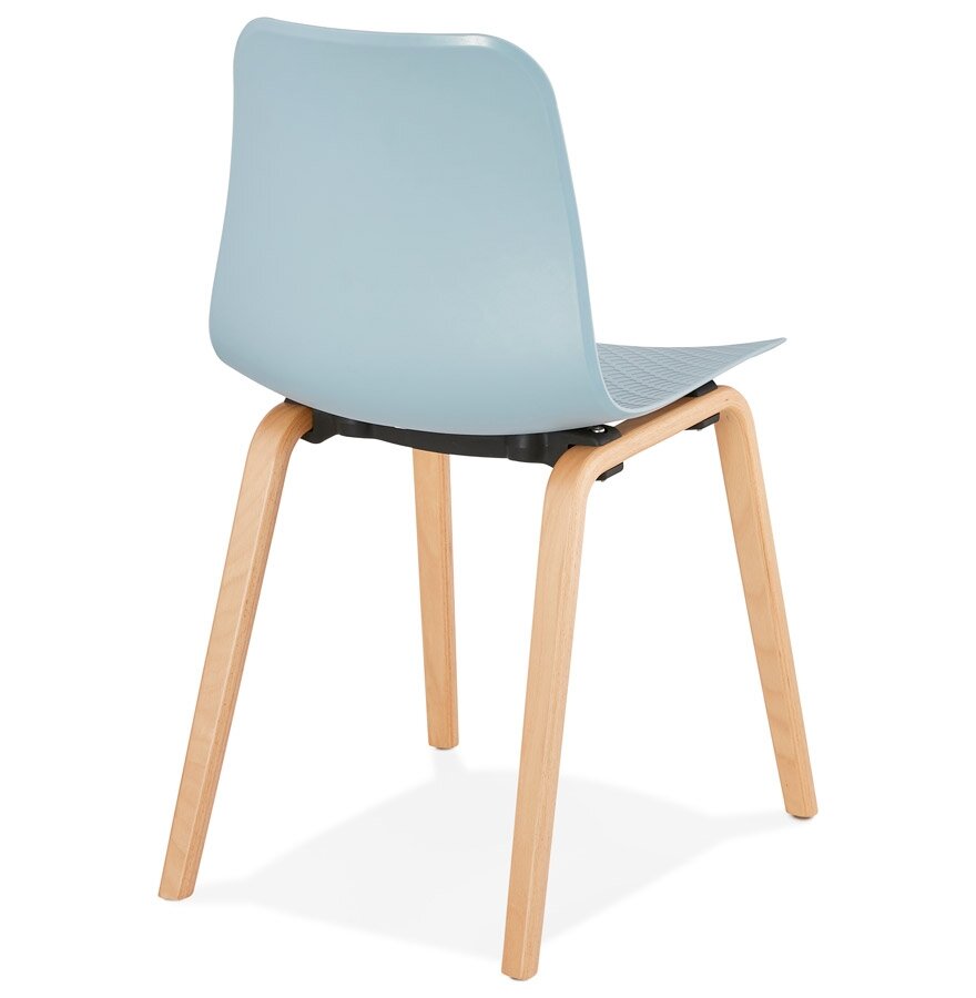 Scandinavische stoel &#039;PACIFIK&#039; blauw met natuurlijk houten poten