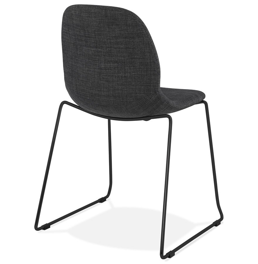 Design stoel &#039;DISTRIKT&#039; met donkergrijze stof en poten van zwart metaal