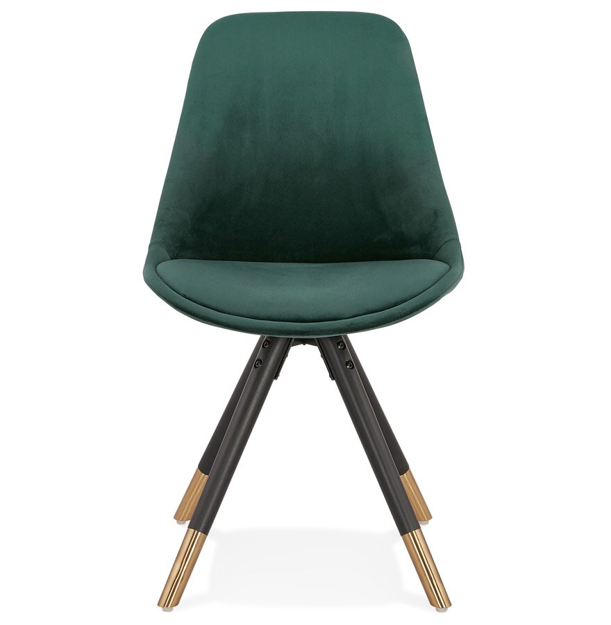 Design stoel &#039;HAMILTON&#039; in groen fluweel en poten in zwart hout