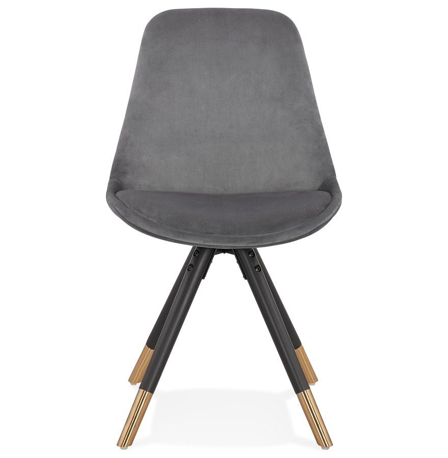 Design stoel &#039;HAMILTON&#039; in grijs fluweel en poten in zwart hout