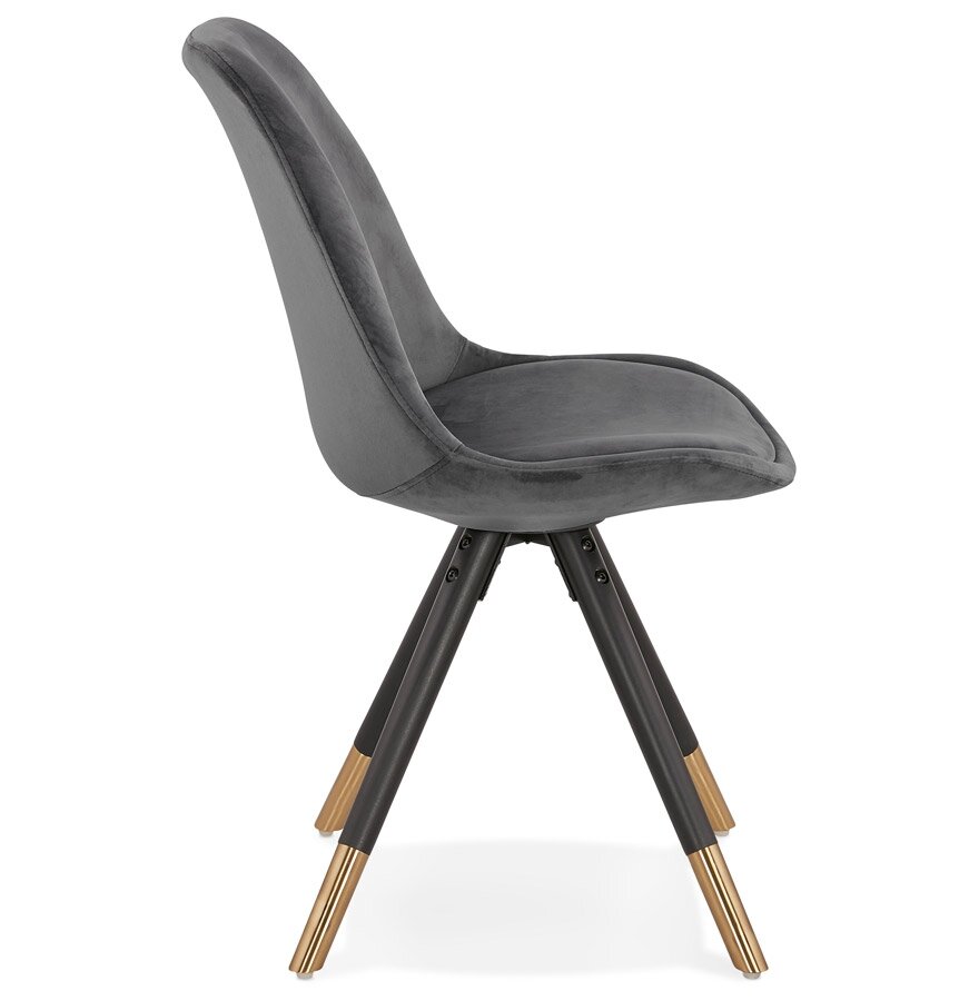 Design stoel &#039;HAMILTON&#039; in grijs fluweel en poten in zwart hout
