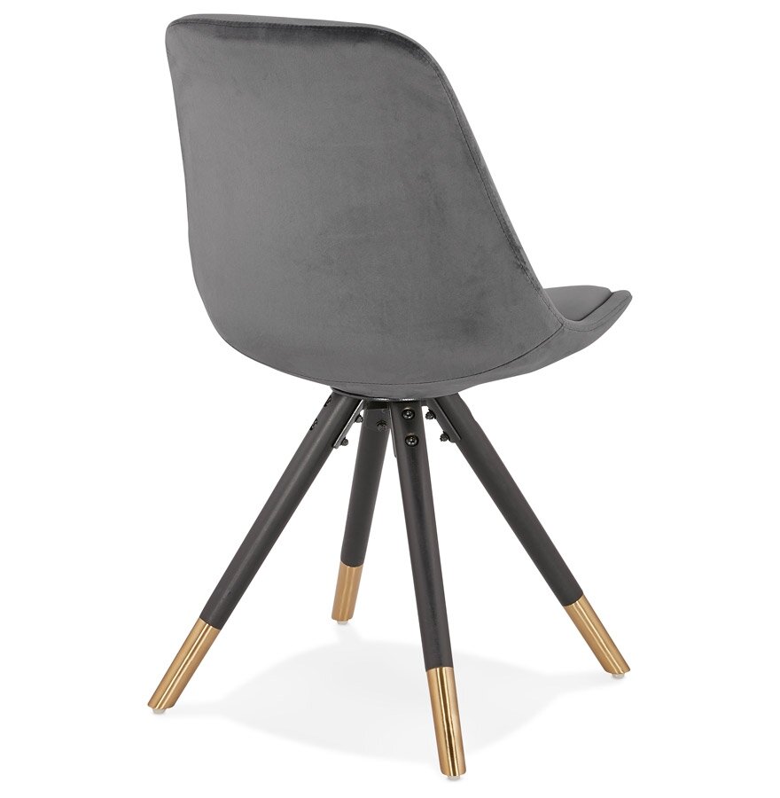 Design stoel &#039;HAMILTON&#039; in grijs fluweel en poten in zwart hout