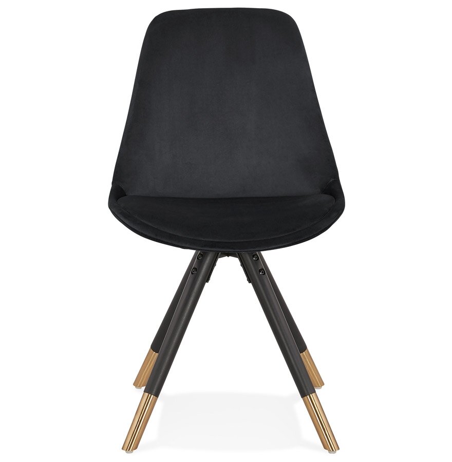 Design stoel &#039;HAMILTON&#039; in zwart fluweel en poten in zwart hout