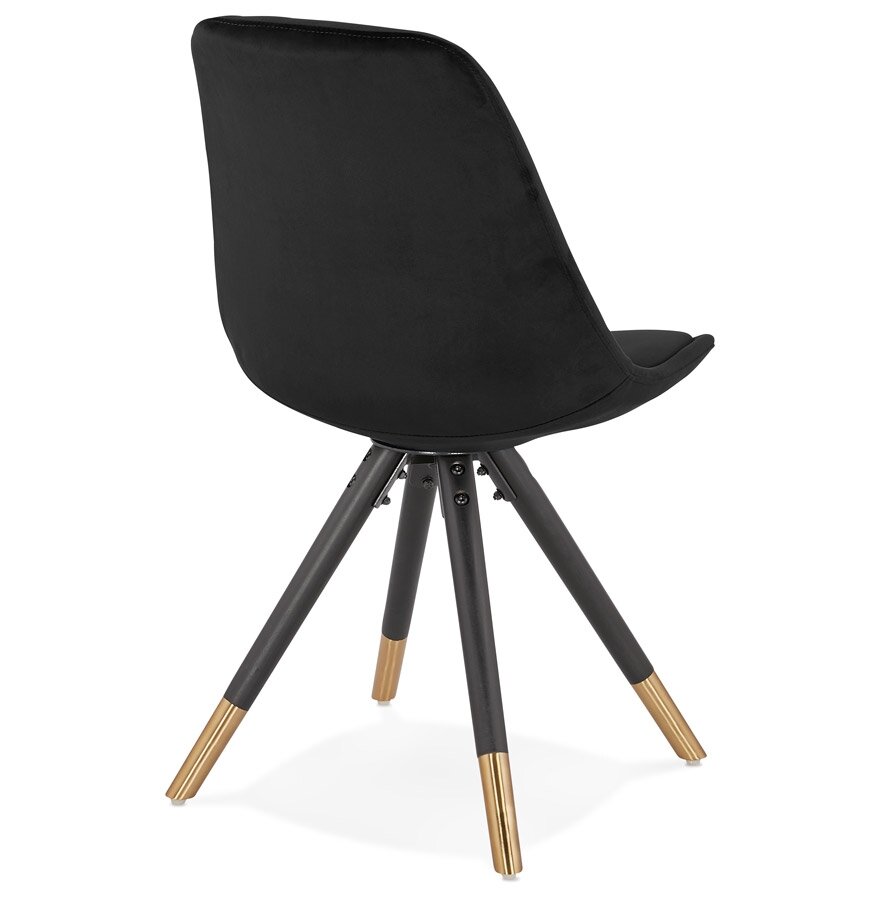 Design stoel &#039;HAMILTON&#039; in zwart fluweel en poten in zwart hout
