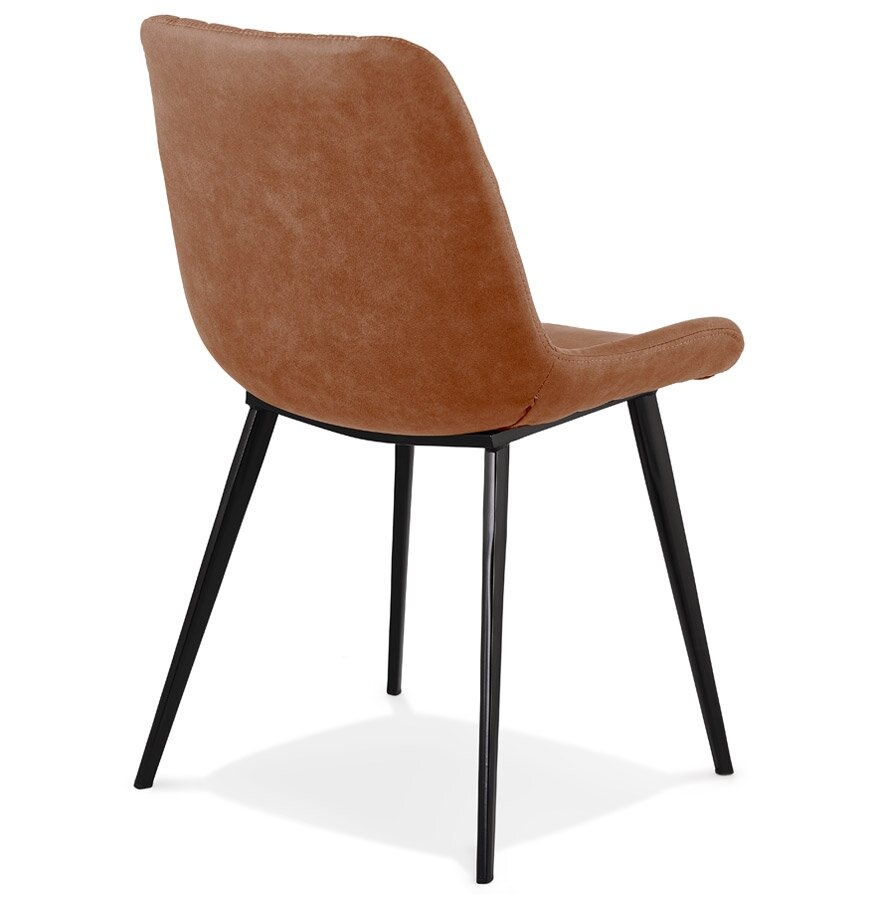 Design stoel &#039;TAICHI&#039; van bruine microvezel en zwarte metalen poten