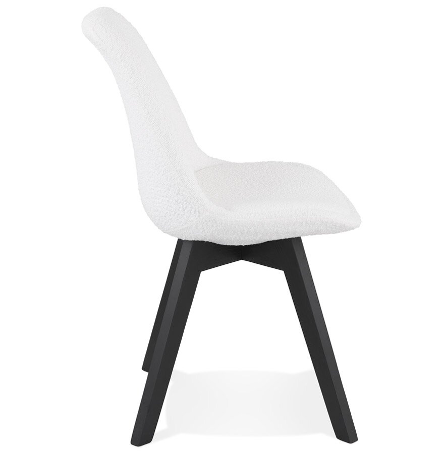 Design stoel &#039;LINETTE&#039; van witte badstof met zwarte houten poten