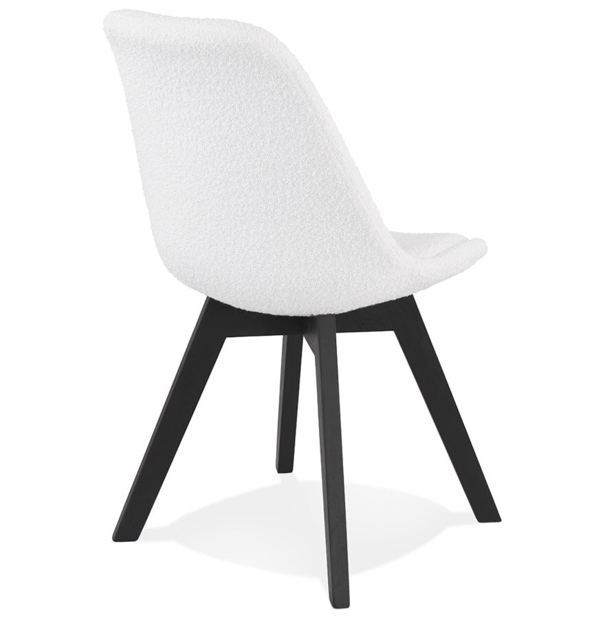 Design stoel &#039;LINETTE&#039; van witte badstof met zwarte houten poten