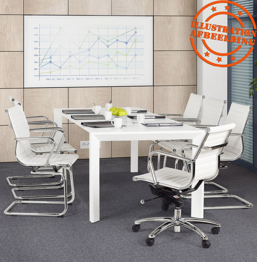 Uitschuifbare, witte, matte design tafel &#039;MAMAT&#039; - 190(270)x95 cm