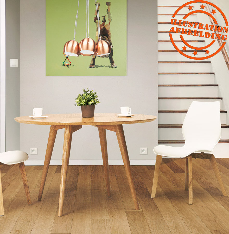 Naturel houten, ronde eettafel &#039;SWEDY&#039; in Scandinavische stijl - &Oslash; 120 cm