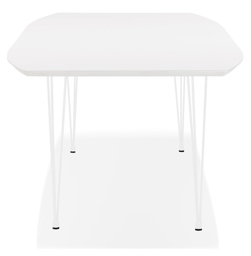 Uitschuifbare witte design eettafel &#039;HUSKI&#039; met witte metalen poten - 170(270)x100 cm
