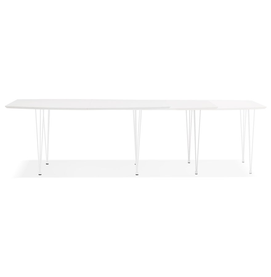 Uitschuifbare witte design eettafel &#039;HUSKI&#039; met witte metalen poten - 170(270)x100 cm