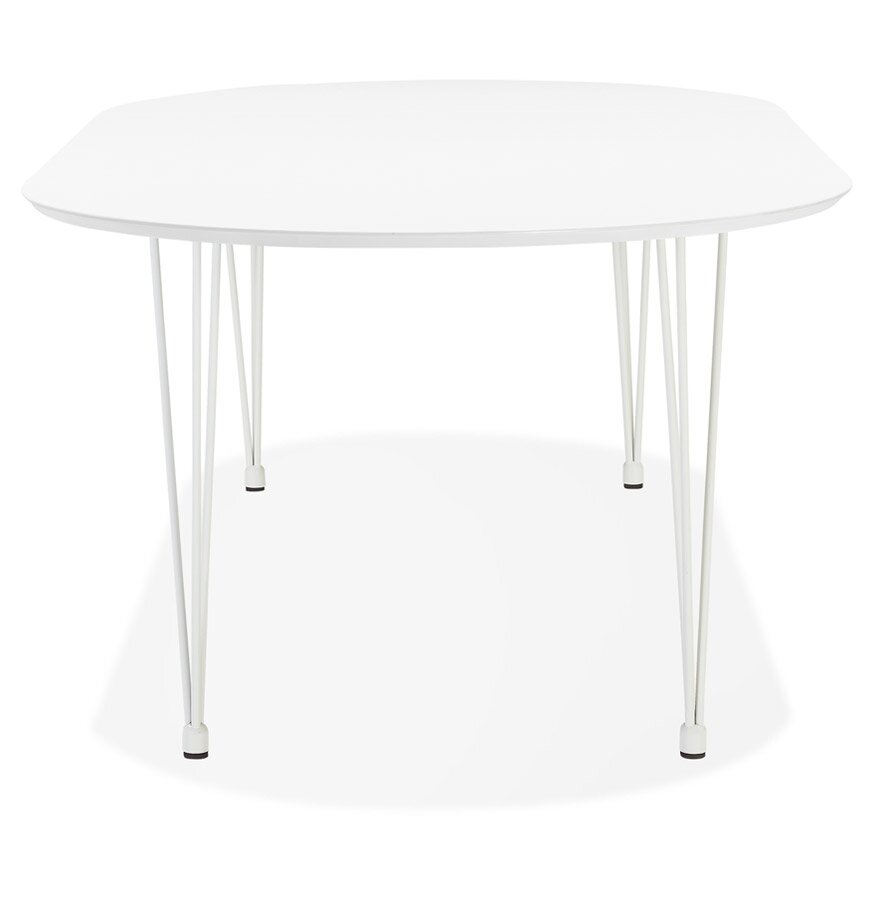 Ronde uitschuifbare witte eet-/vergadertafel &#039;CHAMONIX&#039; - 120(220)x120 cm