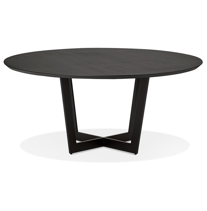 Ronde eettafel &#039;LULU&#039; van zwart metaal en hout - &Oslash;120 cm
