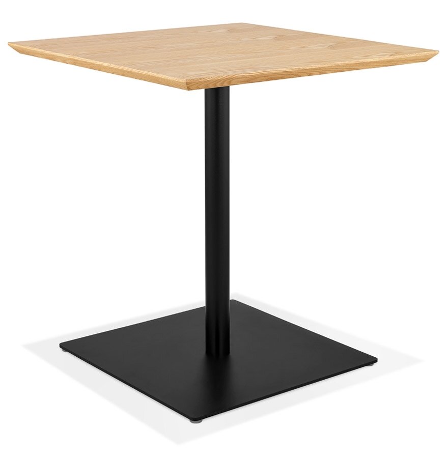 Vierkante design tafel &#039;SUMO&#039; in natuurkleurig hout en zwart metaal - 70x70 cm