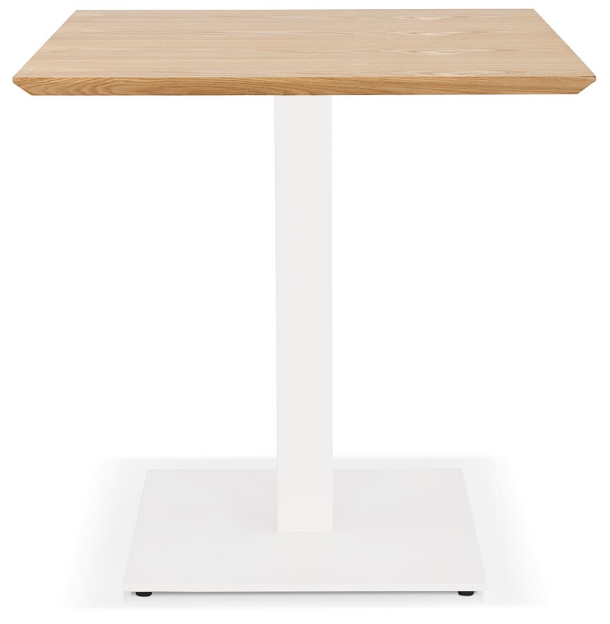 Vierkant eettafeltje &#039;REGIS&#039; van natuurlijk afgewerkt hout en wit gietijzer - 70x70 cm