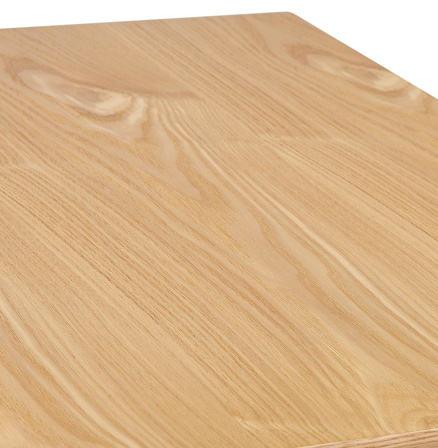 Vierkant eettafeltje &#039;REGIS&#039; van natuurlijk afgewerkt hout en wit gietijzer - 70x70 cm