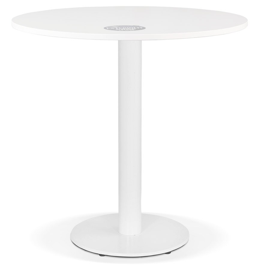 Rond eettafeltje &#039;LUCETTE&#039; van hout en wit gietijzer - &Oslash; 68 cm