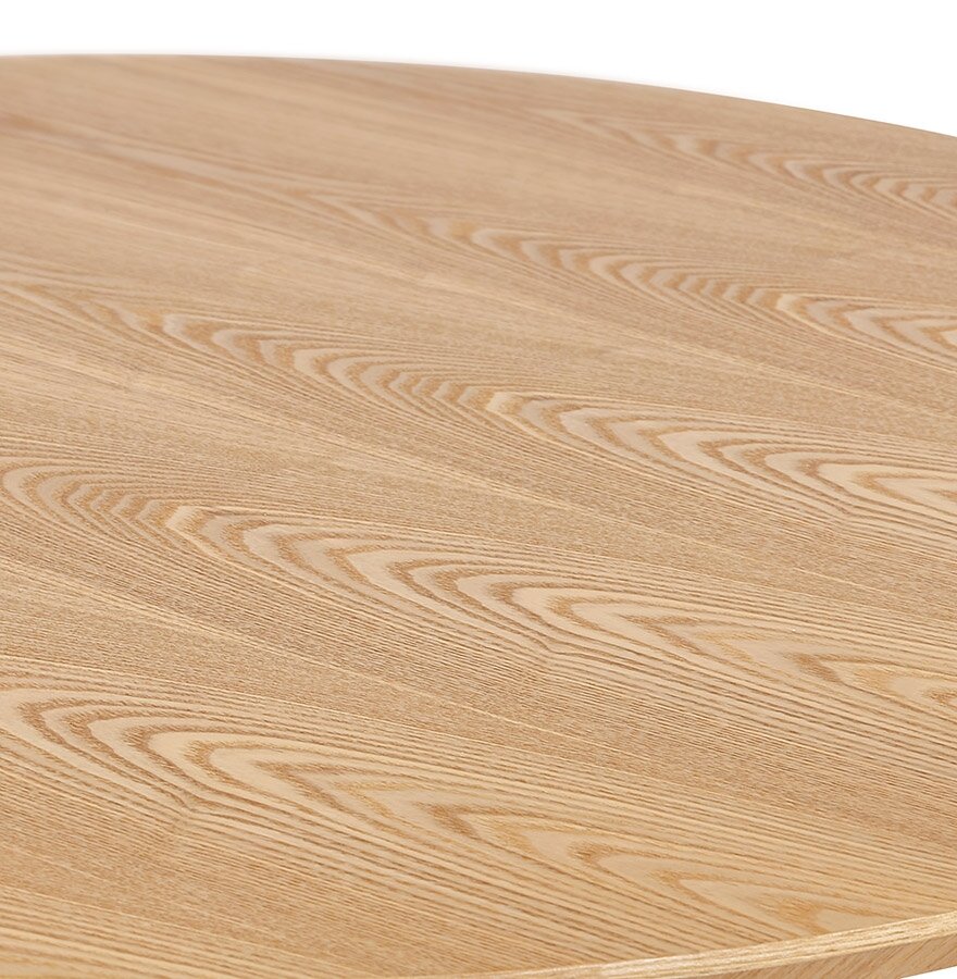 Rond eettafeltje &#039;BASTILLE&#039; van natuurlijk afgewerkt hout en wit gietijzer - &Oslash; 60 cm