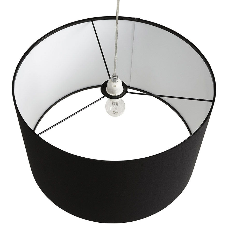 Ronde hanglamp &#039;BUNGEE&#039; met zwarte lampenkap