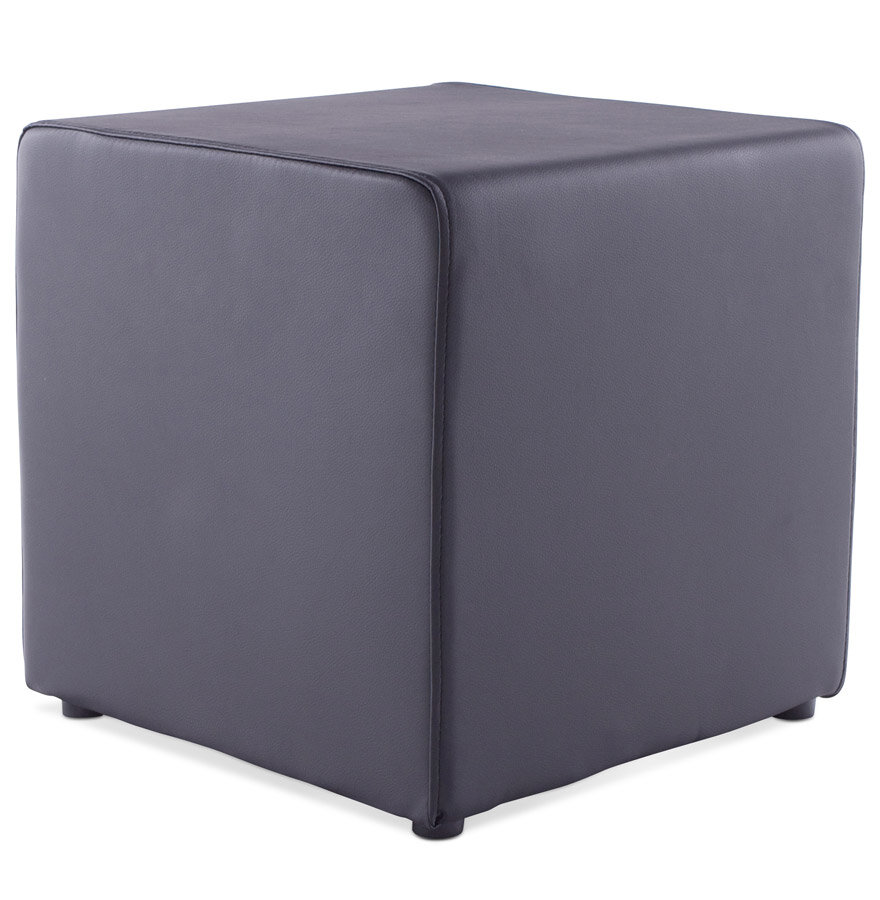 Poef &#039;CUBE&#039; voor de woonkamer uit zwart imitatieleder