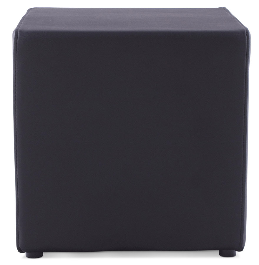 Poef &#039;CUBE&#039; voor de woonkamer uit zwart imitatieleder