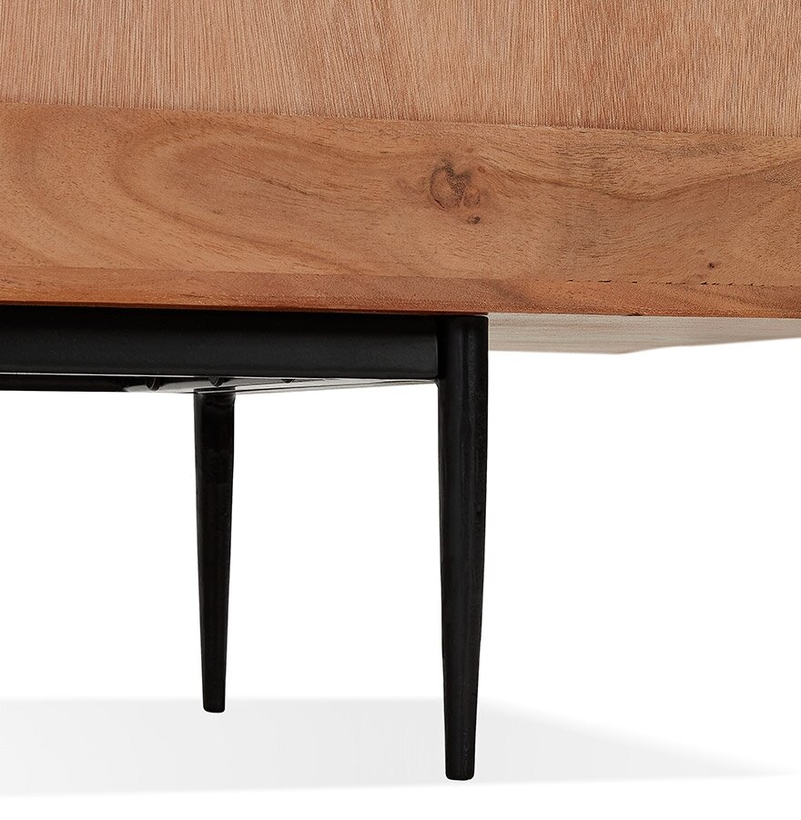 Design tv-meubel &#039;GALILEO&#039; van acaciahout met zwarte metalen poten