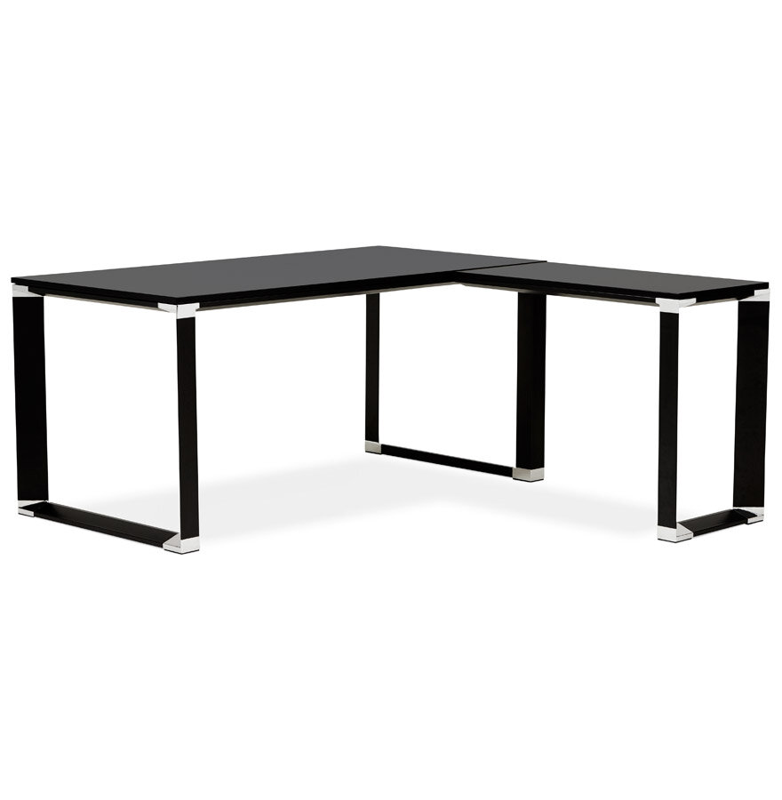 Design, hoekvormig directiebureau &#039;XLINE&#039; 160 van zwart hout (hoek naar keuze) - 160 cm