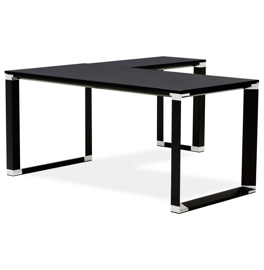 Design, hoekvormig directiebureau &#039;XLINE&#039; 160 van zwart hout (hoek naar keuze) - 160 cm