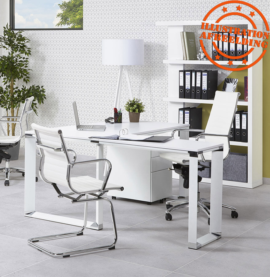 Design hoekbureau &#039;XLINE&#039; met notenhouten afwerking en zwart metaal (hoek naar keuze) - 160 cm