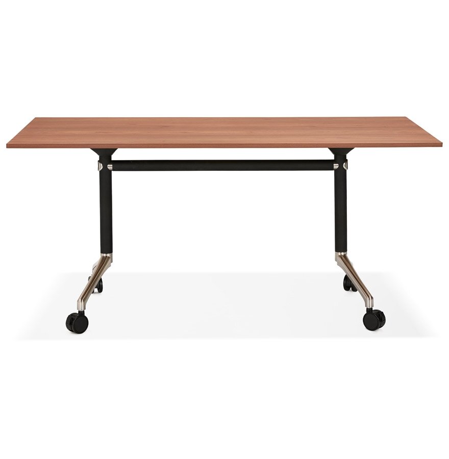 Groot opklapbaar bureau &#039;FLEXO&#039; op houten wielen. walnoot hout afwerking - 160x80 cm