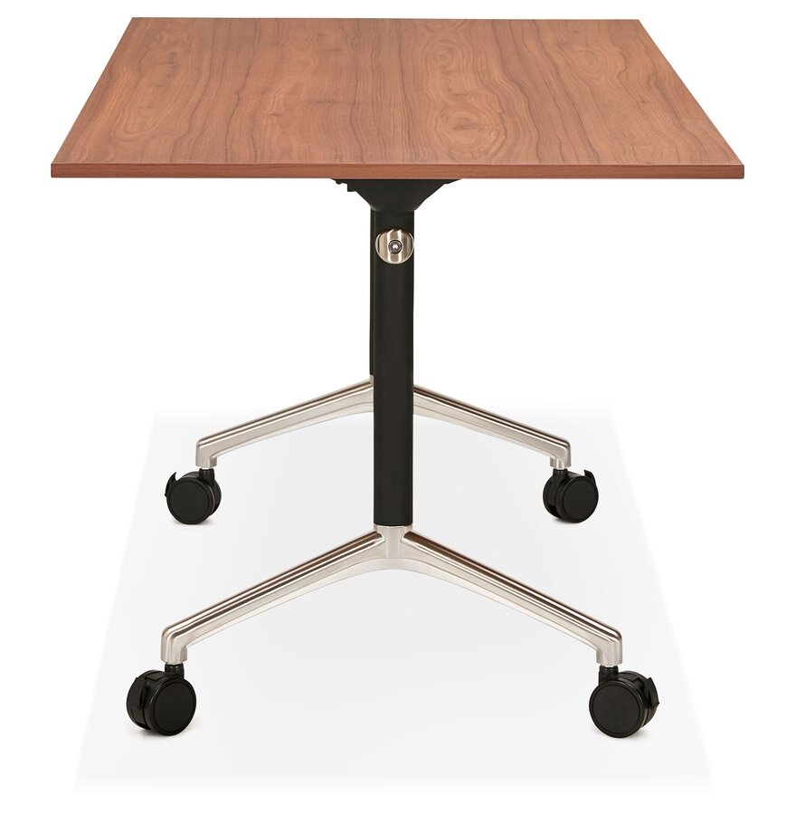 Groot opklapbaar bureau &#039;FLEXO&#039; op houten wielen. walnoot hout afwerking - 160x80 cm