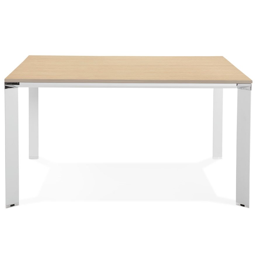 Vergadertafel / bench-bureau &#039;XLINE SQUARE&#039; met natuurlijke houten afwerking en wit metaal - 140x140 cm