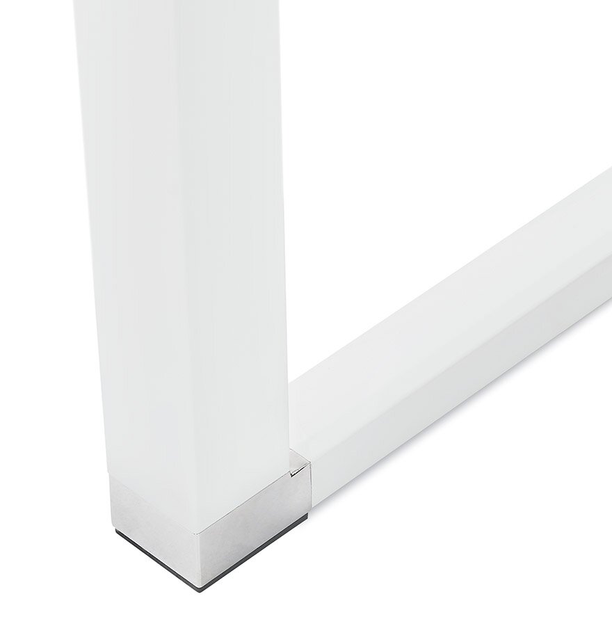 Klein recht designbureau &#039;XLINE&#039; met notenhouten afwerking en wit metaal - 140x70 cm