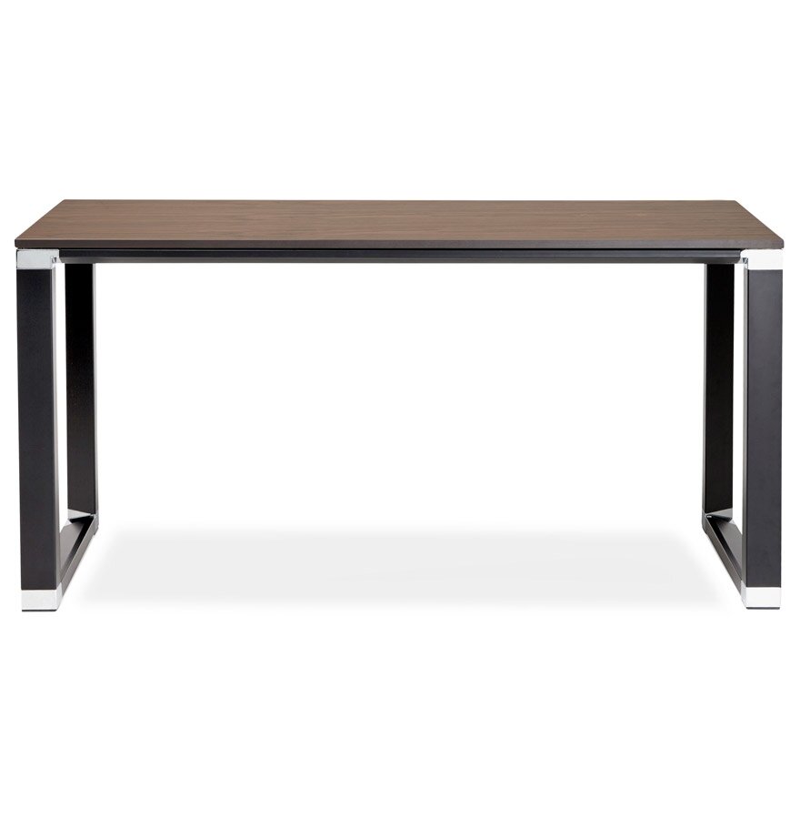 Klein recht designbureau &#039;XLINE&#039; met notenhouten afwerking en zwart metaal - 140x70 cm