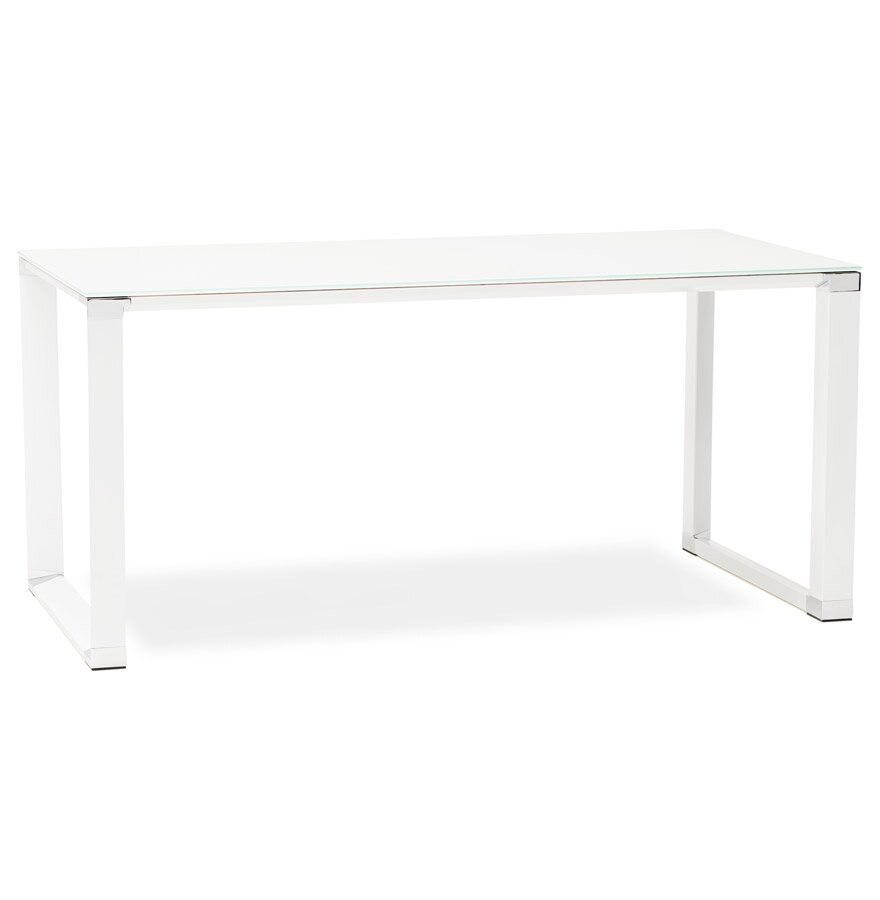 Klein recht designbureau &#039;XLINE&#039; uit wit glas - 140x70 cm