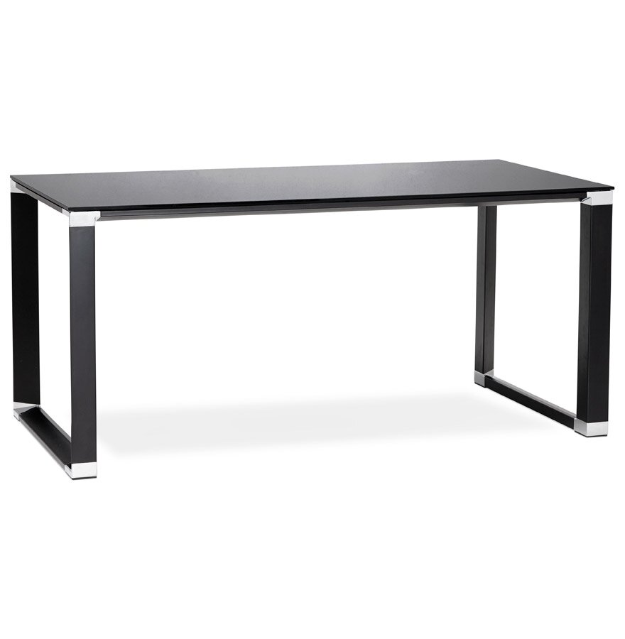 Klein recht designbureau &#039;XLINE&#039; uit zwart glas - 140x70 cm