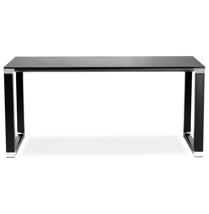Klein recht designbureau &#039;XLINE&#039; uit zwart glas - 140x70 cm