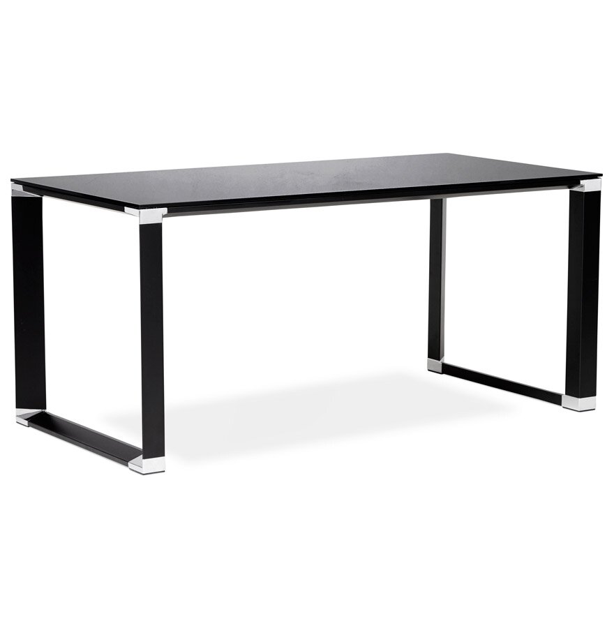 Klein recht designbureau &#039;XLINE&#039; uit zwart glas - 140x70 cm