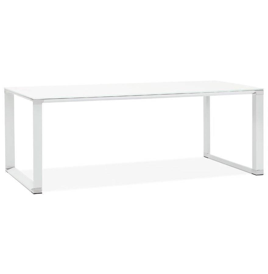 Groot recht directiebureau &#039;XLINE&#039; van wit glas - 200x100 cm