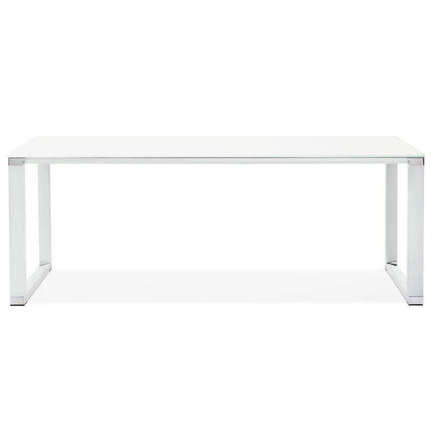 Groot recht directiebureau &#039;XLINE&#039; van wit glas - 200x100 cm