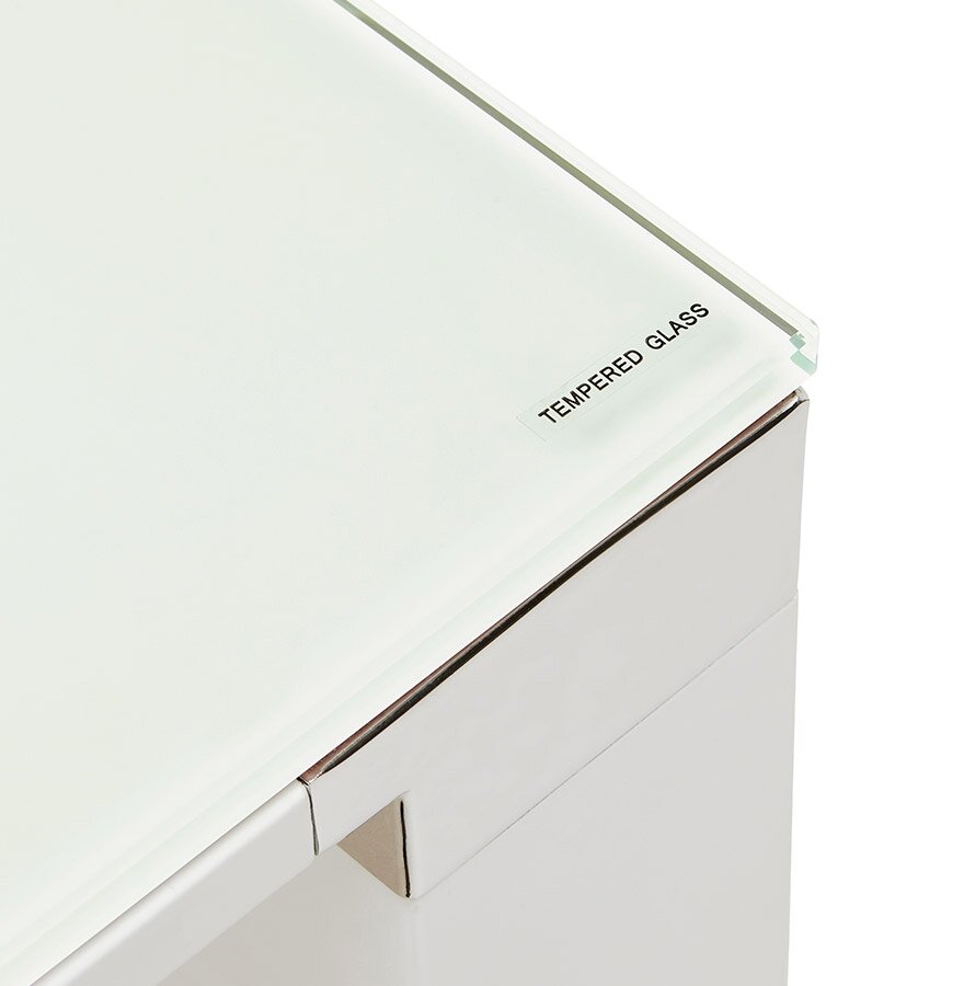 Groot recht directiebureau &#039;XLINE&#039; van wit glas - 200x100 cm