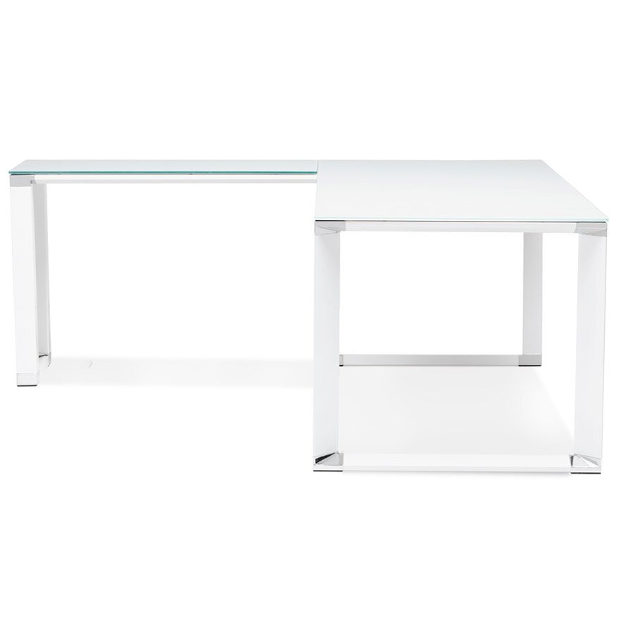 Groot hoekbureau van wit glas &#039;XLINE&#039; (hoek naar keuze) - 200 cm