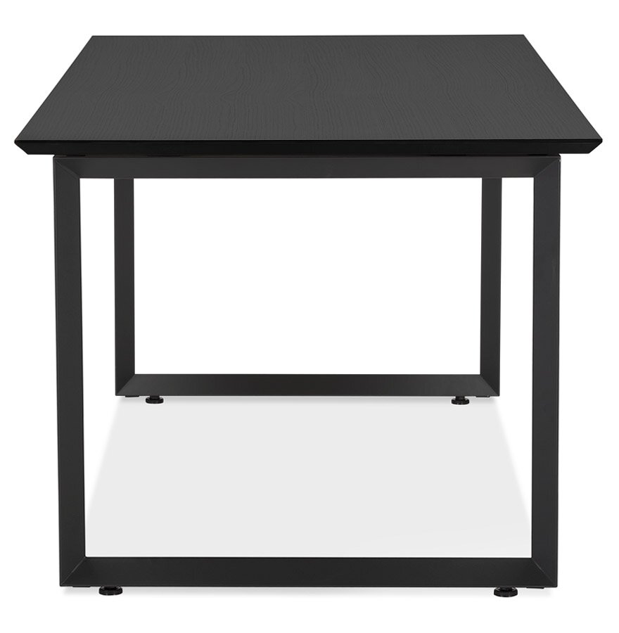 Grote rechte directiebureau &#039;GIMINI&#039; van hout en zwart metaal - 180x90 cm