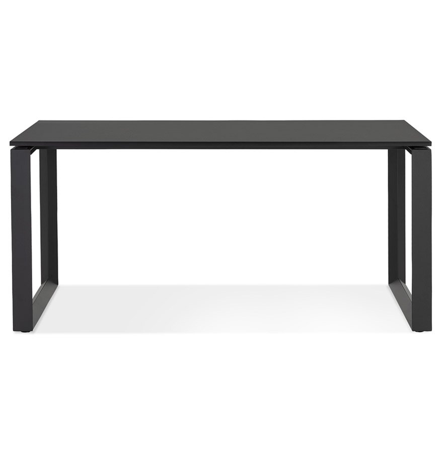Rechte design bureau &#039;BAKUS&#039; van zwart hout en metaal - 160x80 cm
