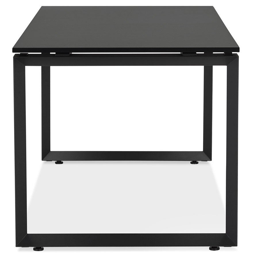 Rechte design bureau &#039;BAKUS&#039; van zwart hout en metaal - 160x80 cm